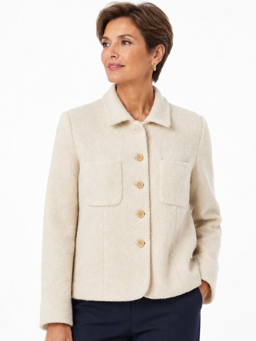 Jones New York Ivory Winter White Boiled Wool Jacket